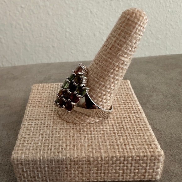 Multicolor Tourmaline Cluster & sterling silver Ring - Picture 3 of 12